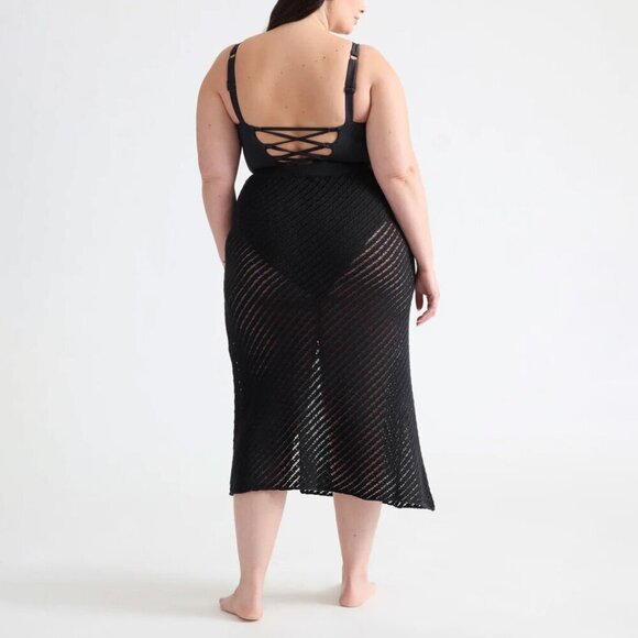 NWT Knix Crochet-Knit Maxi Beach Skirt Cover-Up Black M/L - Picture 3 of 9
